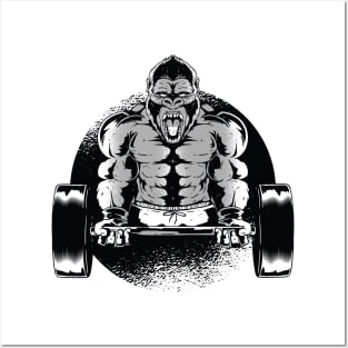 sports gorilla workout gym sticker and t-shirt Posters and Art